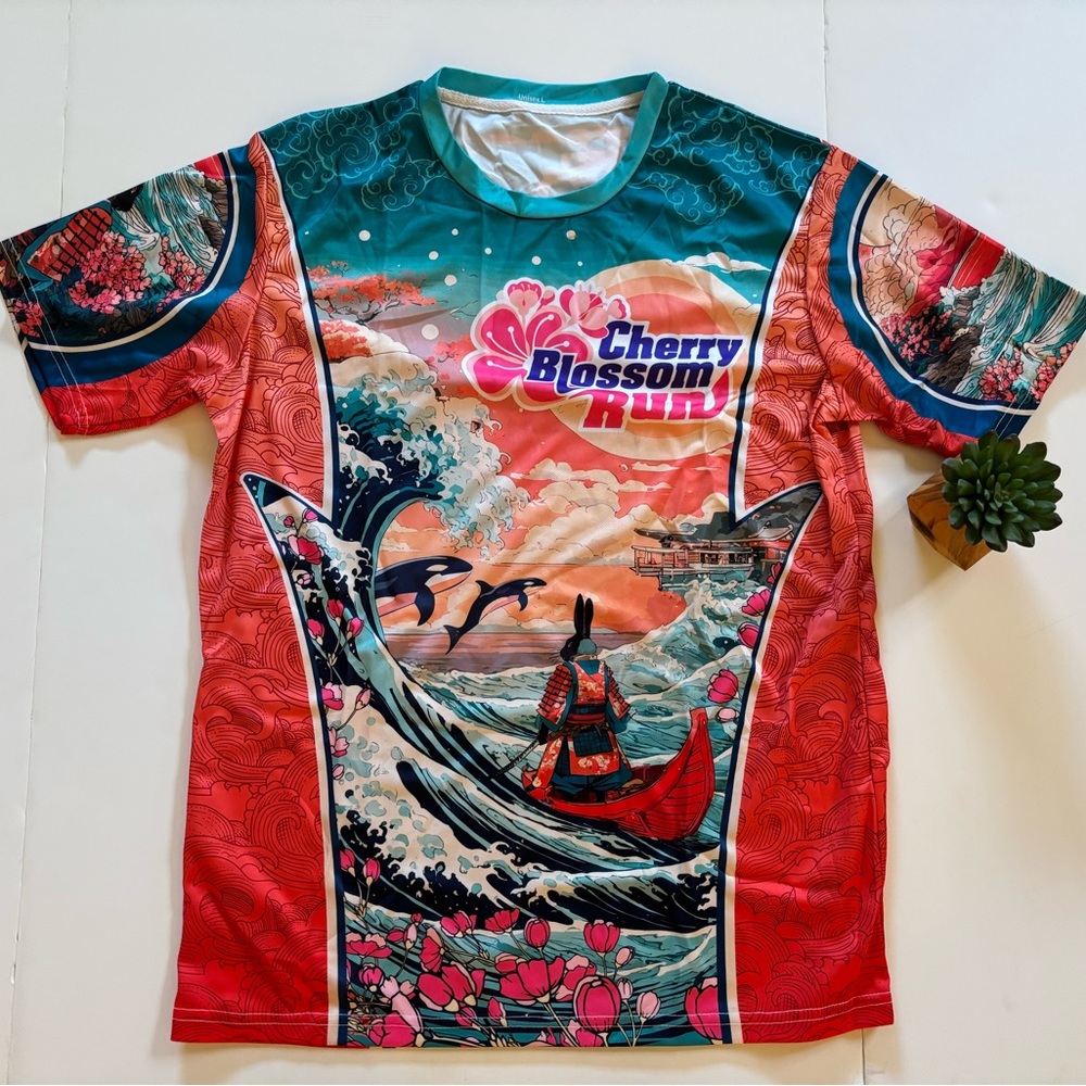 Seattle Cherry Blossom Run Tech Tee (Size Unisex L) NWOT